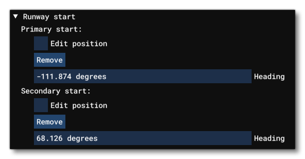 The Runway Start Options