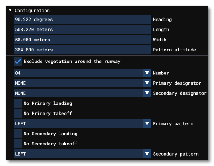 The Configuration Properties For A Runway Object