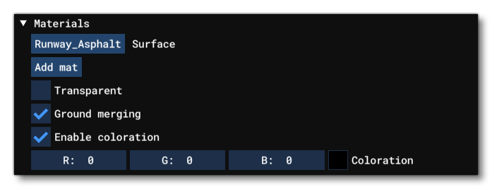 The Materials Properties For A Runway Object