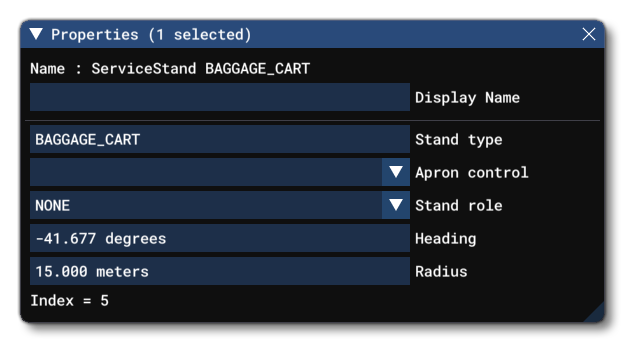 The Service Stand Object Properties