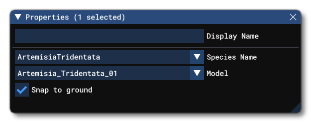 The Properties Window For A Tree Object