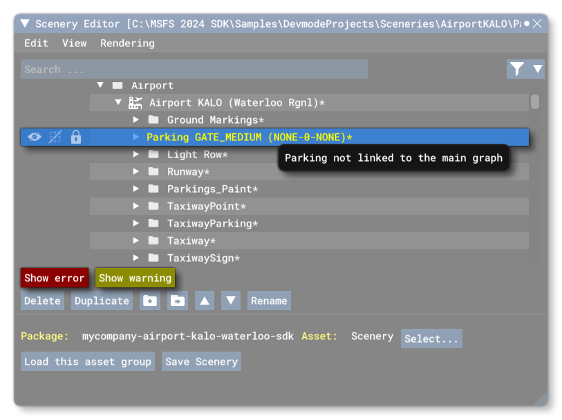 Scenery Editor Errors And Warnings