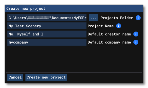 Creating A New Scenery Project In The Project Editor