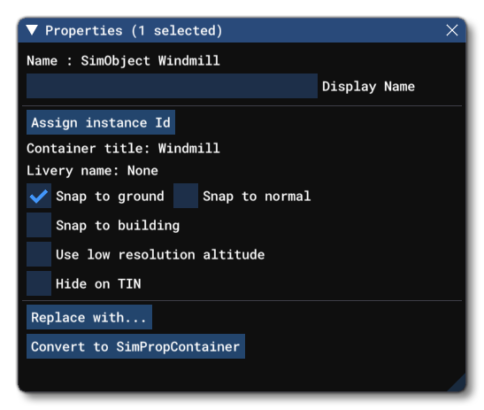 The Properties Window For A Selected Element In The Scenery Editor