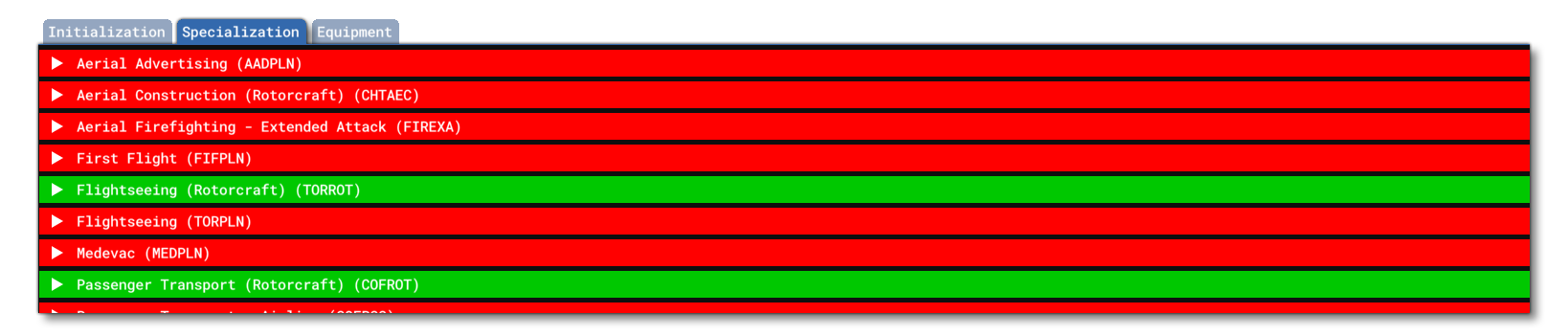 The Specialization Tab