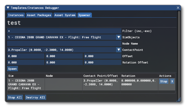 The Spawner Tab Of The Templates/Instances Debugger