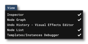 The VFX Editor View Menu
