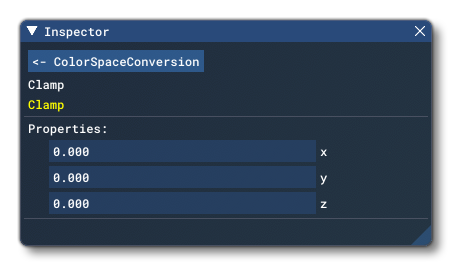 The Inspector Window Inputs For The Clamp Node