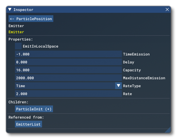 The Inspector For An Emitter Block