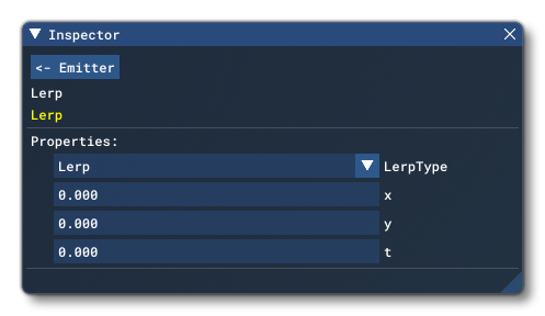 The Inspector Window Inputs For The Lerp Node