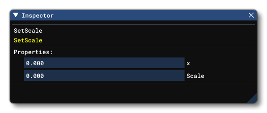 The Inspector Window Inputs For The SetScale Node