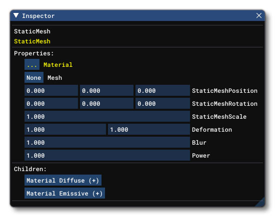 The Inspector For A StaticMesh Block