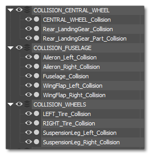 Example Of Mesh Groupings To Be Exported With Aircraft Parts