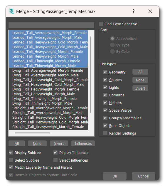 Selecting The Bodymorph Models To Import
