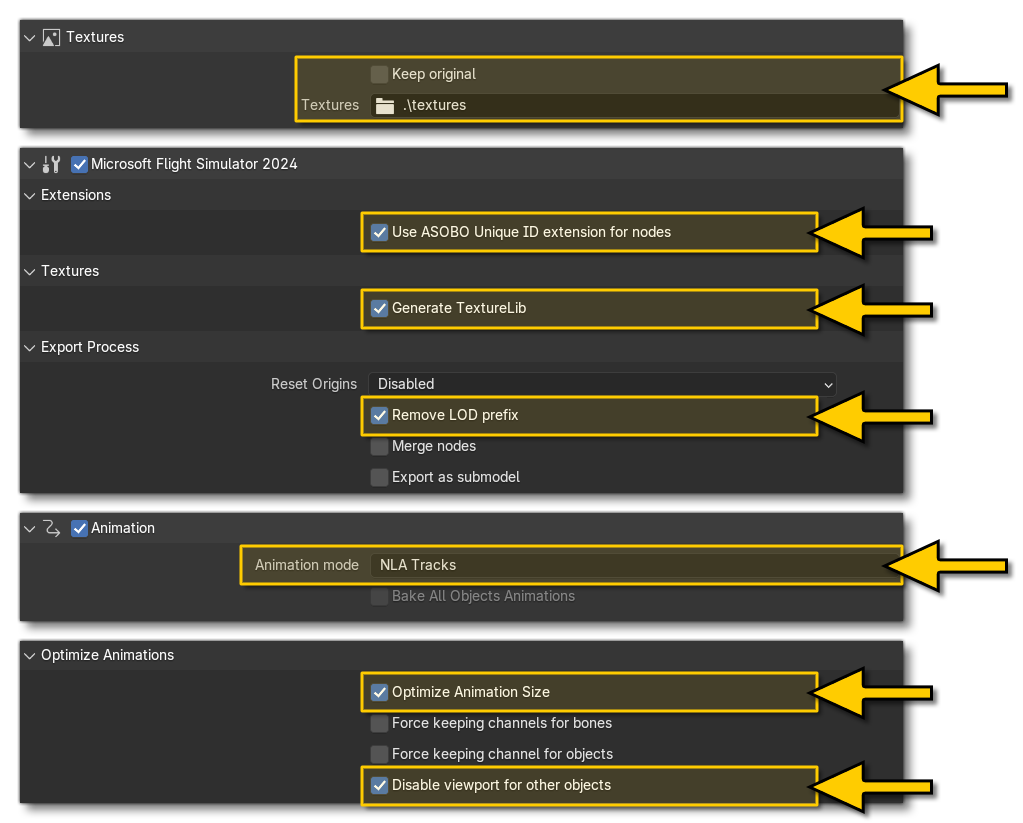 Blender Preset Export Settings