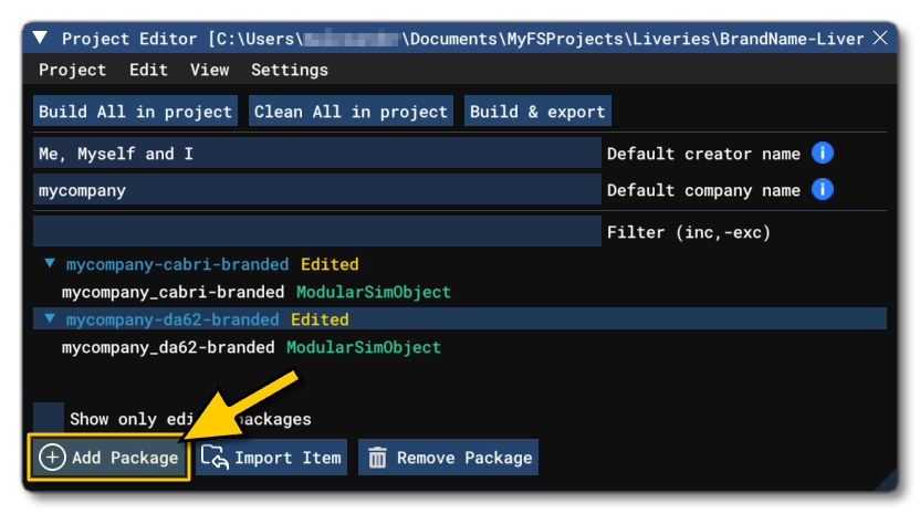 Adding A New Package To The Livery Project