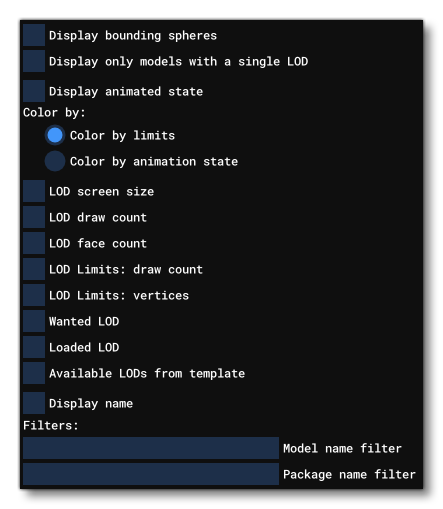 Additional Model LOD Options