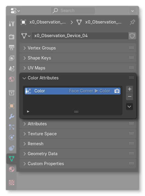 The Vertex Colour Setup For All Objects