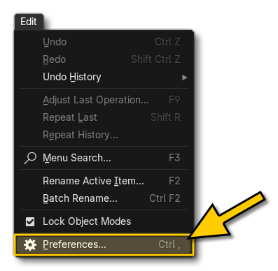 The Preferences Option In Blender