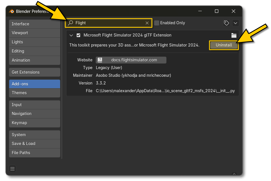 Removing The Asobo Add-on From Blender Removing The Asobo Add-on From Blender