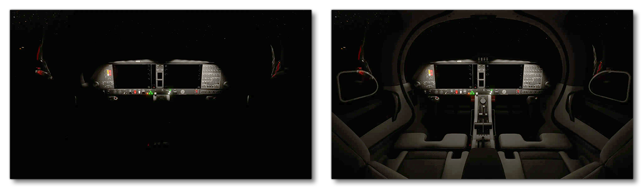 Example Showing Simulated Diffuse Light From The Glareshield Using An Additional Omni-Light Example Showing Simulated Diffuse Light From The Glareshield Using An Additional Omni-Light