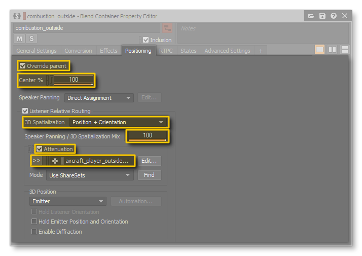 The Positioning Tab Setup