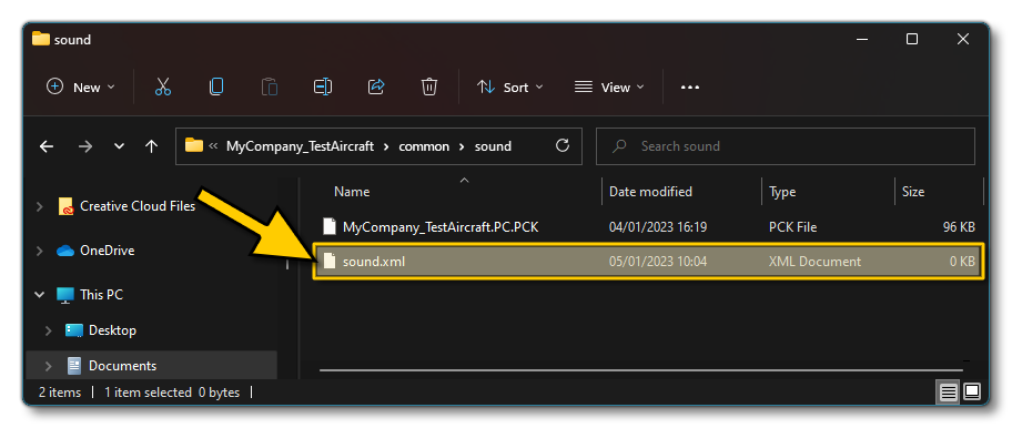 Creating The Sound.xml File In The Correct Location