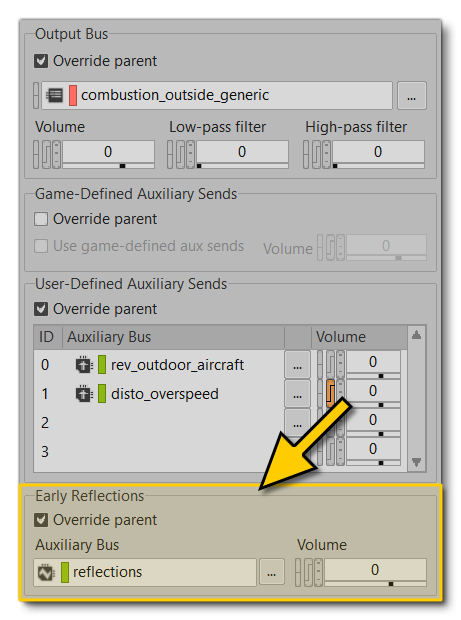 Setting The Early Reflections Bus For An Engine Sound