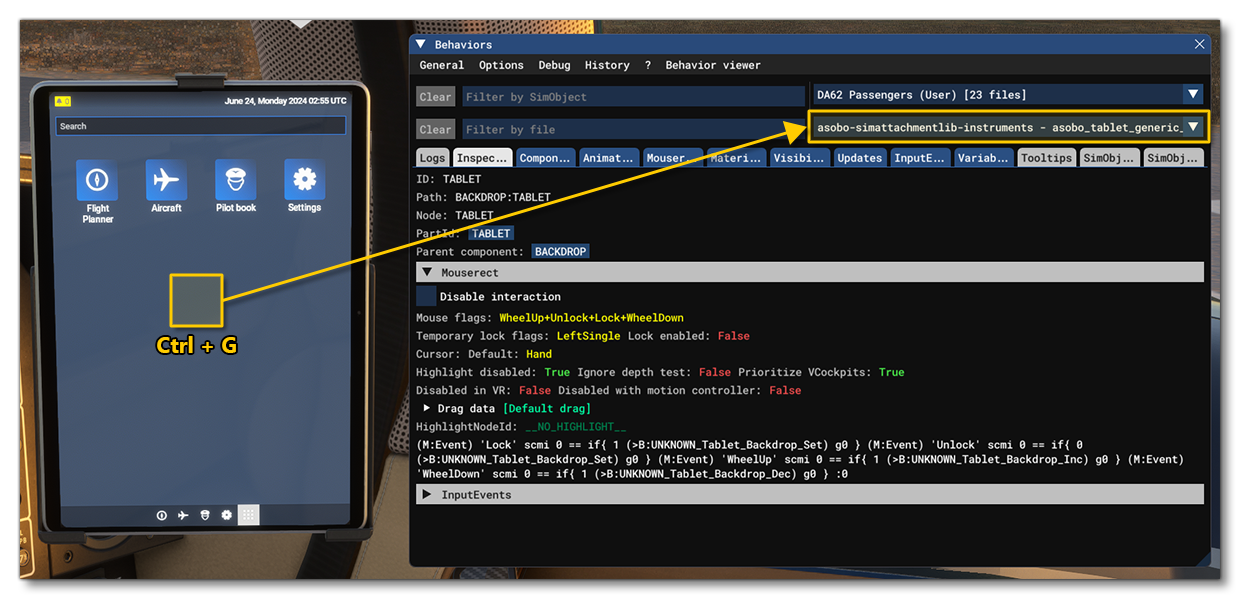 Opening An Attachment In The Behaviors Debug Window
