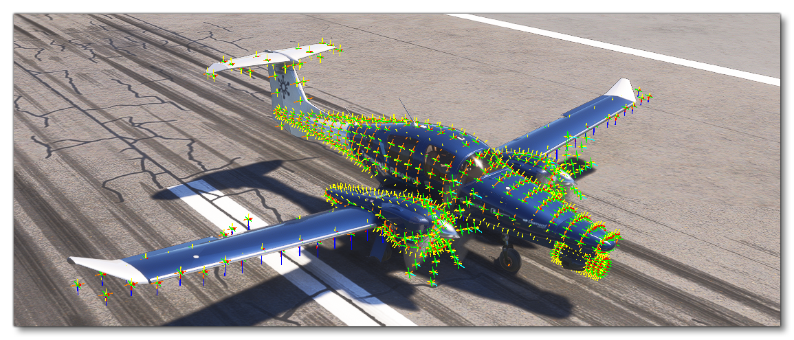 The Sim Debug View In The SImulation Showing Fuesalge Object Vertices The Sim Debug View In The SImulation Showing Fuesalge Object Vertices