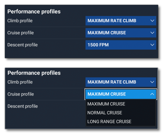 Example Of Simple Performance Profiles In The EFB Example Of Simple Performance Profiles In The EFB