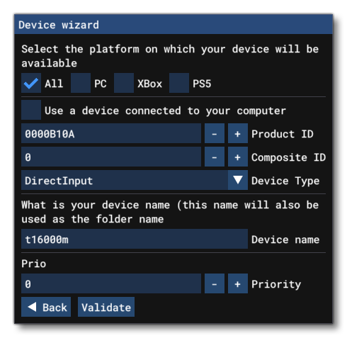 The Device Wizard Window