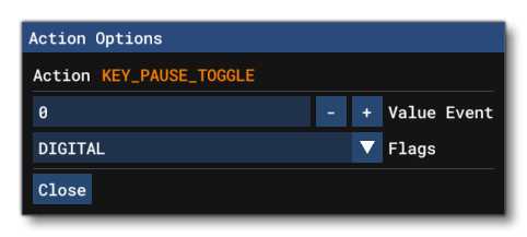 The Action Options Window