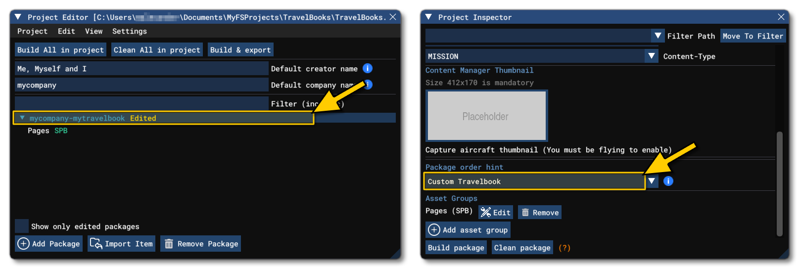 Setting The Package Order Hint For A Travelbook