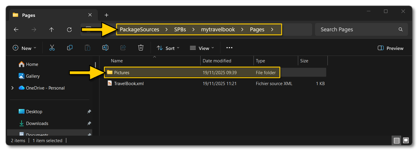 The Folder Location For The Page Pictures