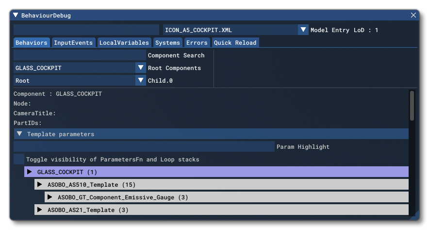 The Model Behaviour Debug Menu