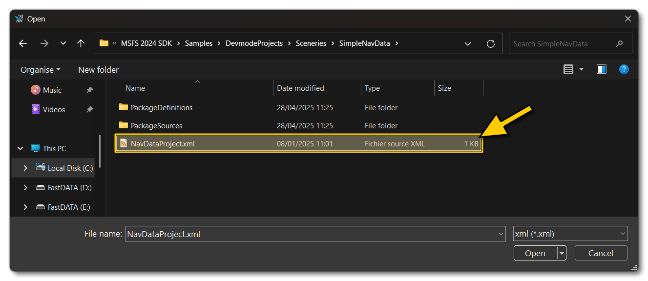 Load The SimpleNavData Project