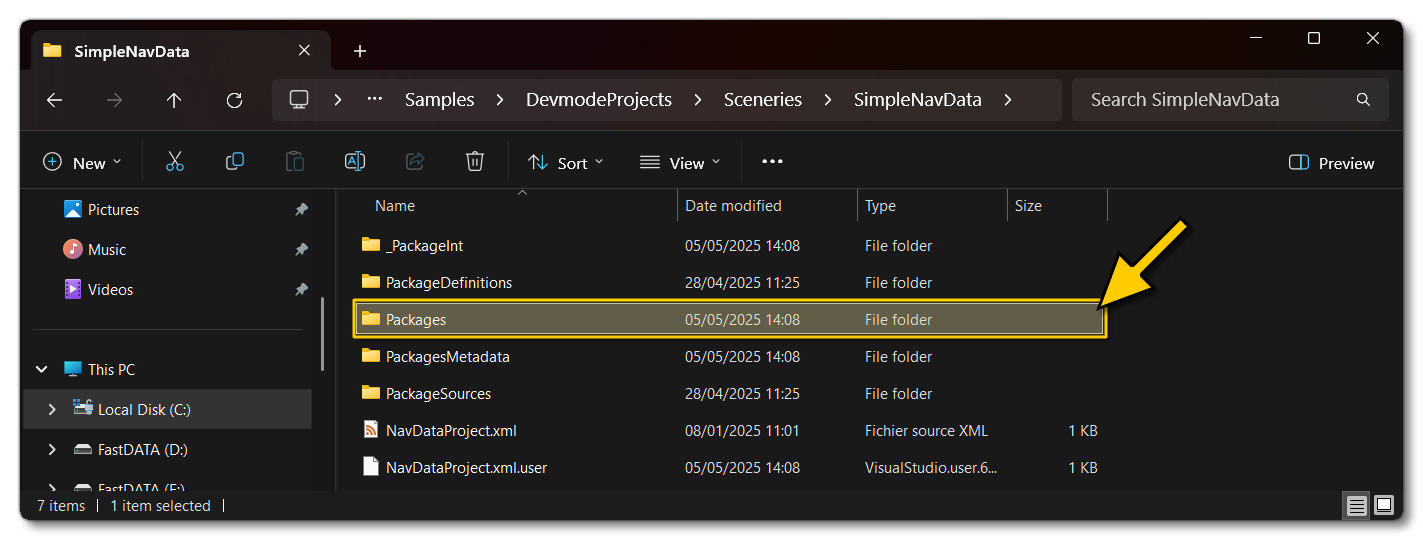 The NavData Package Location