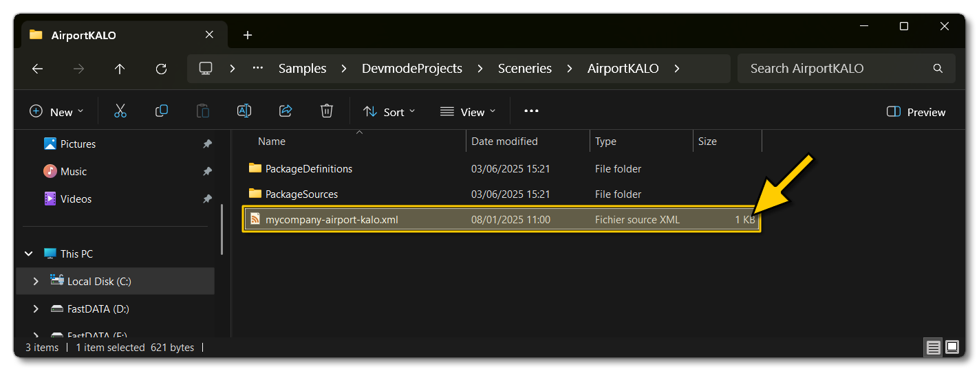 Opening The AirportKALO XML File
