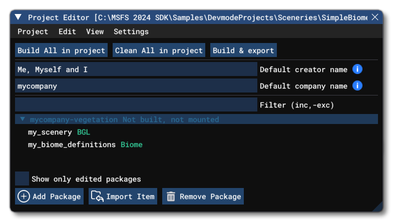 SimpleBiomes In The Project Editor