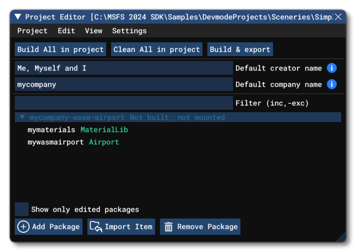 Simple WASM Airport In Project Editor Simple WASM Airport In Project Editor