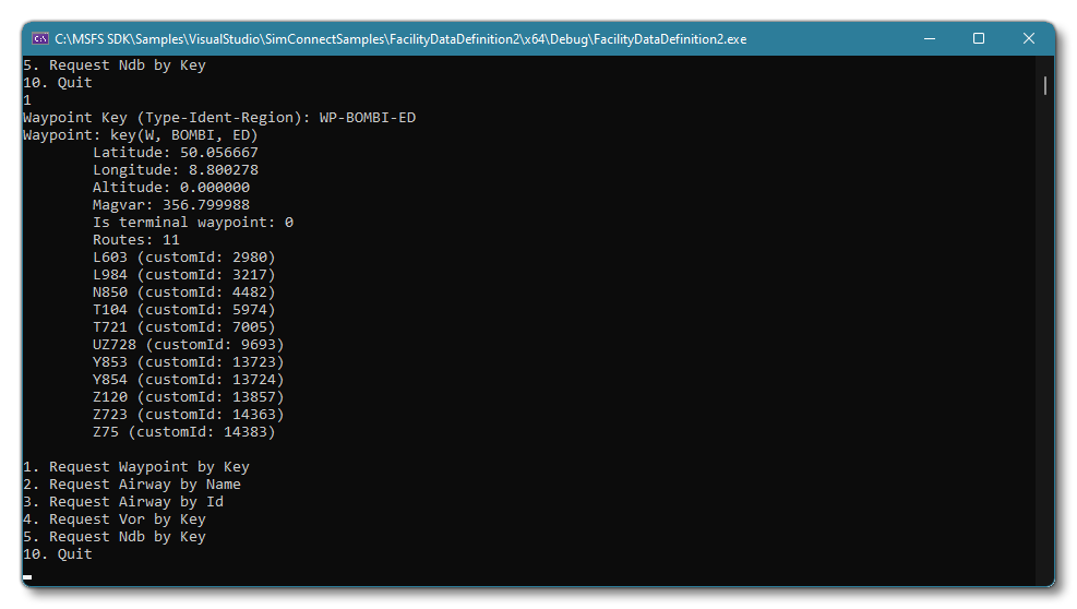 Example Of A Waypoint Retrieved Using The Facilities 2 Sample