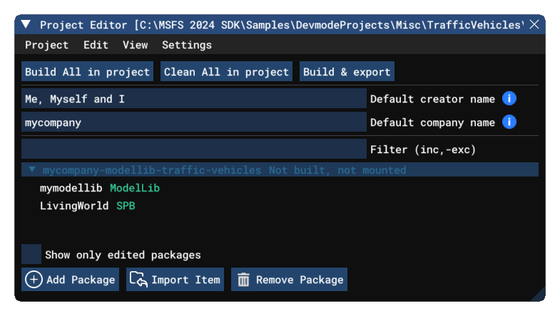 The Project Open In The Project Editor
