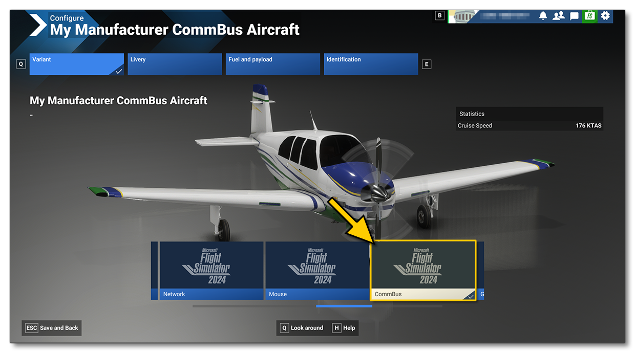 Selecting The CommBus Aircraft In The Simulation