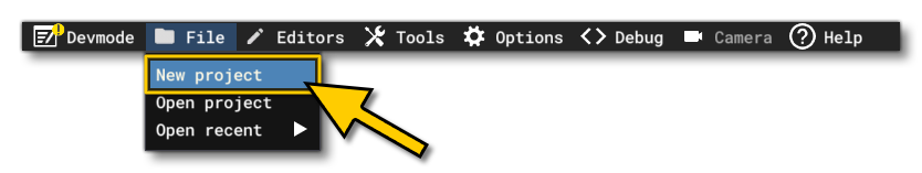 The New Project Option In DevMode The New Project Option In DevMode