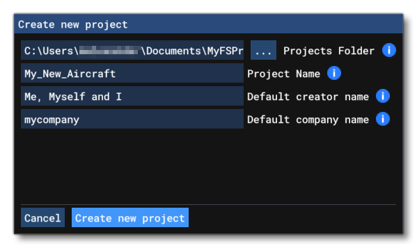 The New Project Window The New Project Window