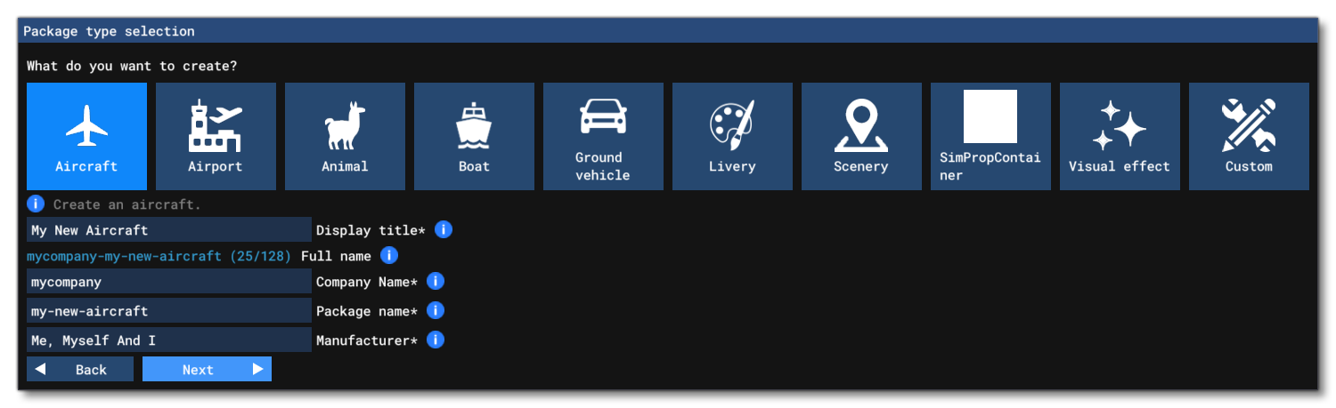 The Package Wizard Window The Package Wizard Window