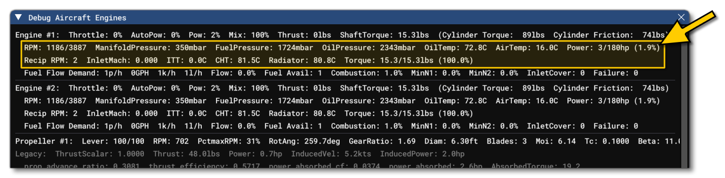 The Current Horsepower Shown In The Engine Debug Window The Current Horsepower Shown In The Engine Debug Window