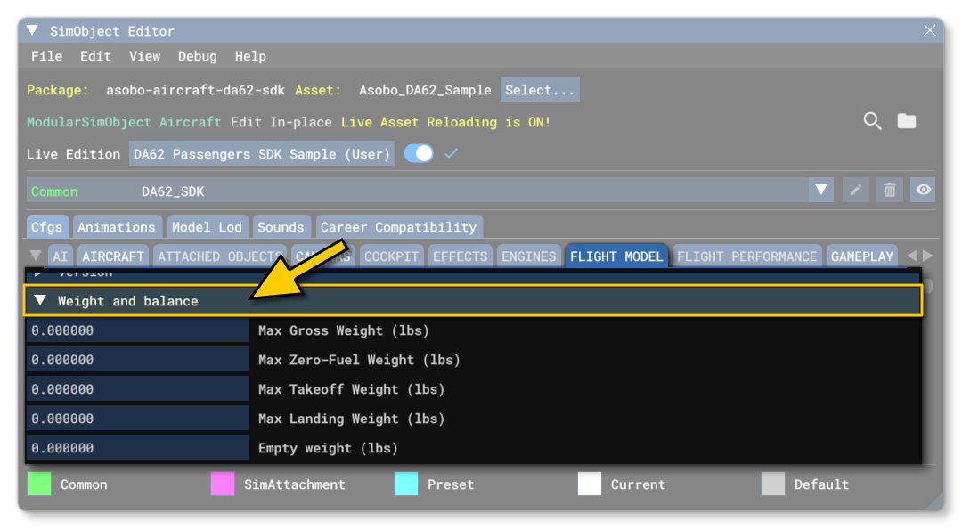 Defining The Weights And Balance Within The SimObject Editor Defining The Weights And Balance Within The SimObject Editor