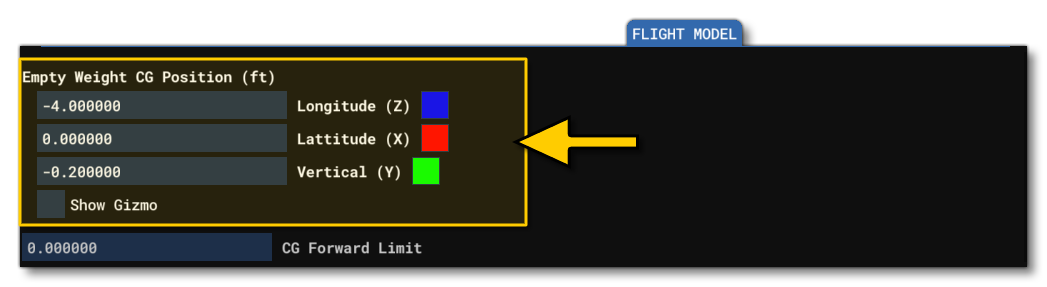 The CG Parameter In The SimObject Editor The CG Parameter In The SimObject Editor